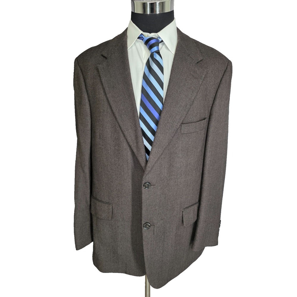 Oak Creek Blazer Mens 44R Brown Sports Coat Jacket‎ 2 Buttons Wool Herringbone